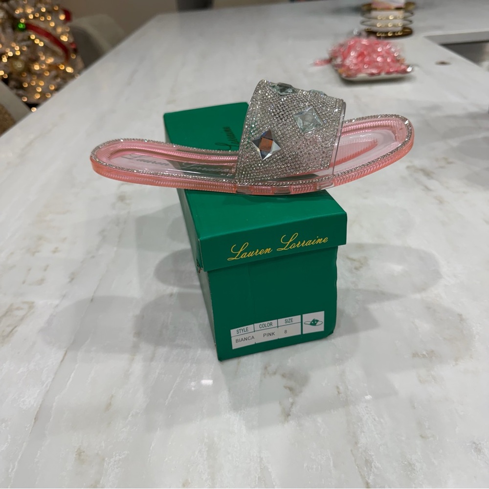 Lauren Lorraine Bianca Pink slides/sandals